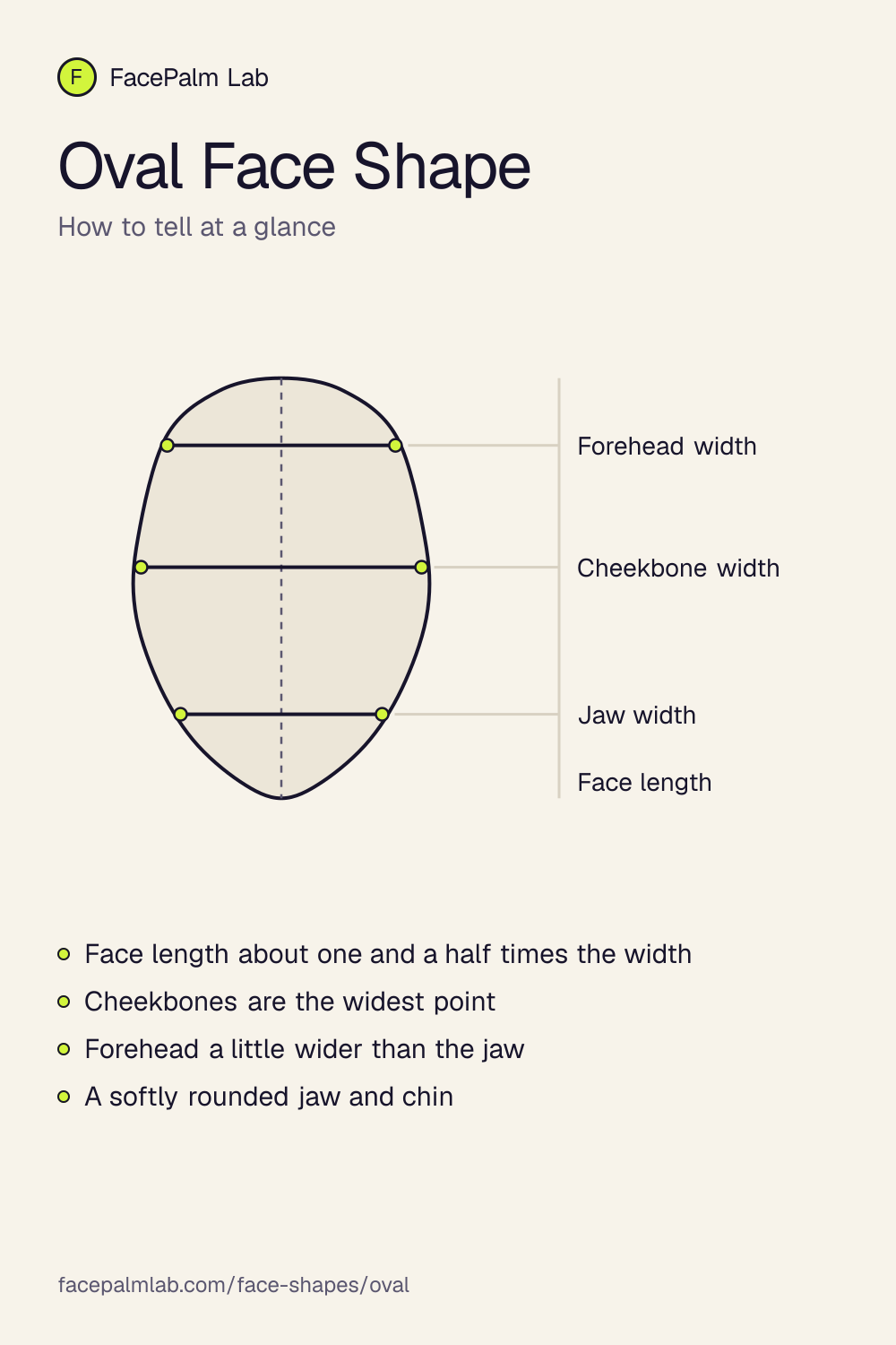 Oval Face Shape, the outline and the widths that define it