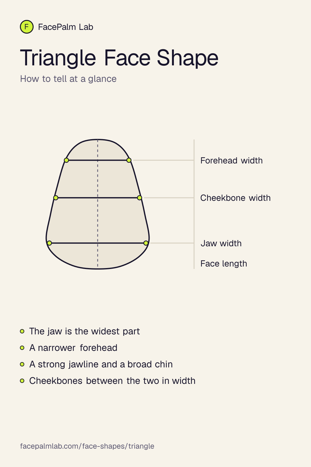 Triangle Face Shape, the outline and the widths that define it